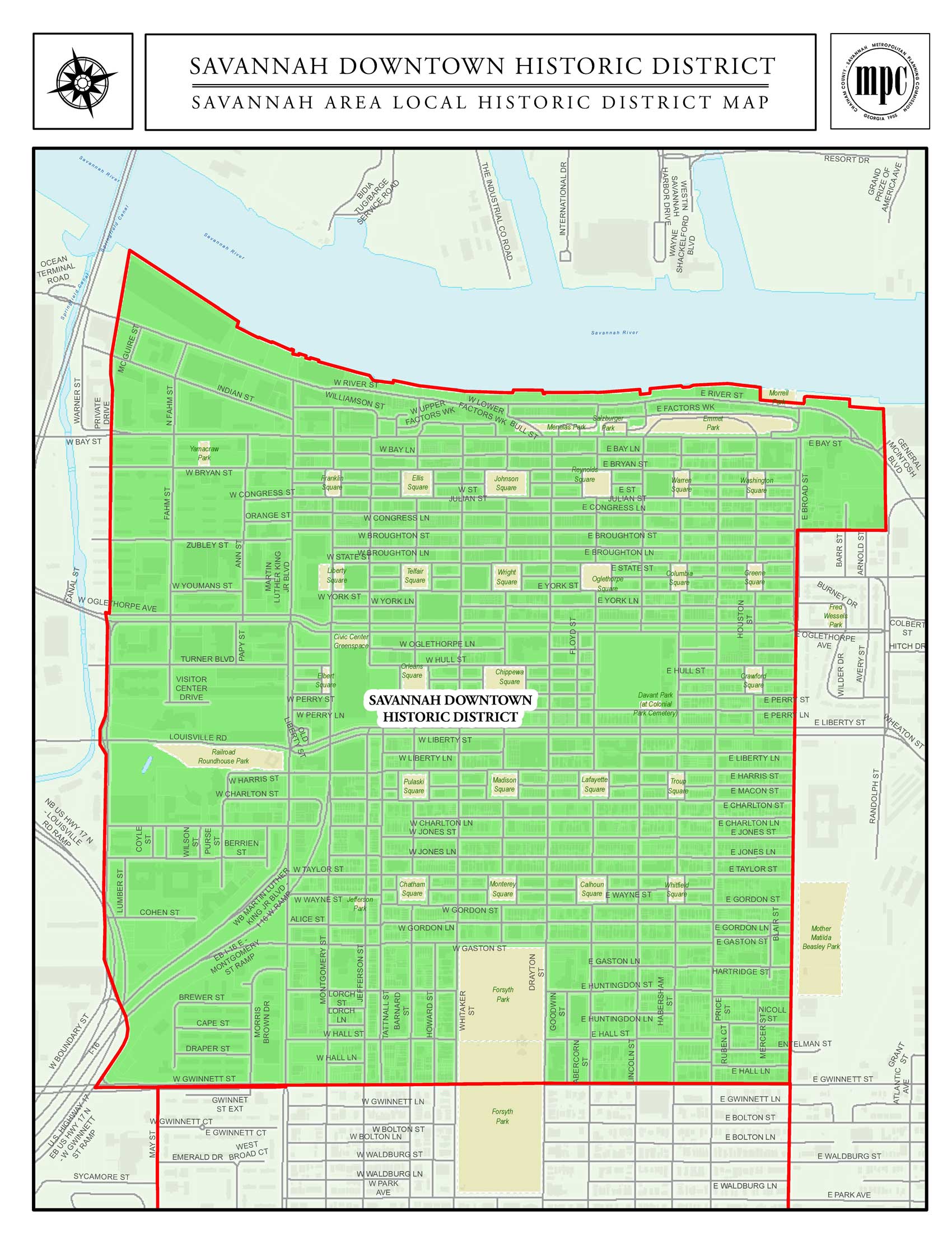 map of savannah ga Savannah Downtown Historic District